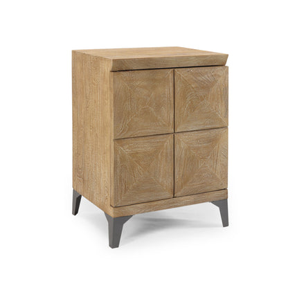 Boho Handcrafted Mango Wood Storage Cabinet With Iron Legs - Sandblasted Oak