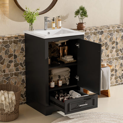 20" Bathroom Vanity With Sink, 1 Drawer, Freestanding Single Set