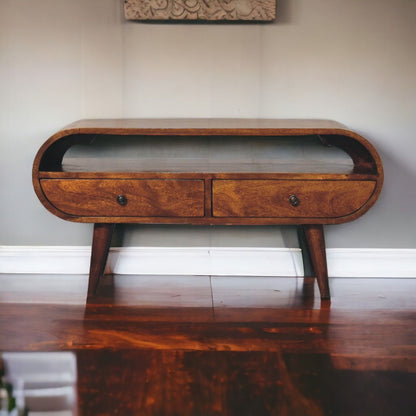 Solid Wood Circular TV Stand