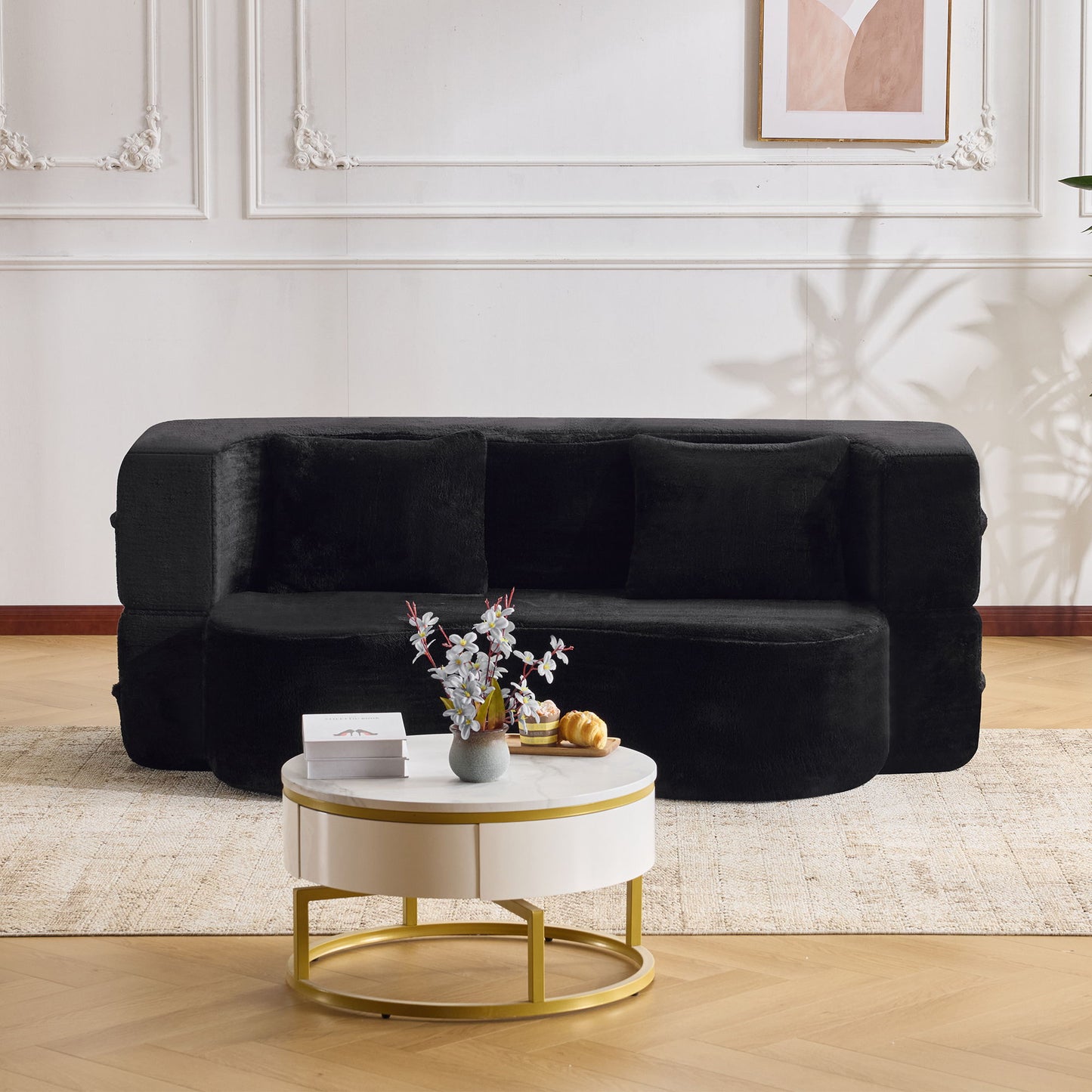 Modern Floor Sofa With 4 Pillows