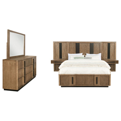 Moraga - 5 Piece Queen Bedroom Set With Fluted Panel Design - Ash Brown