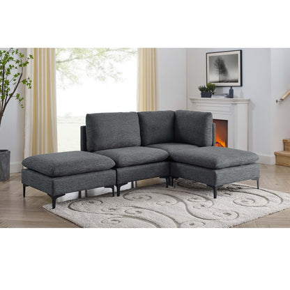Upholstered Modular Sectional With Tall Legs, Medium Firm Seat