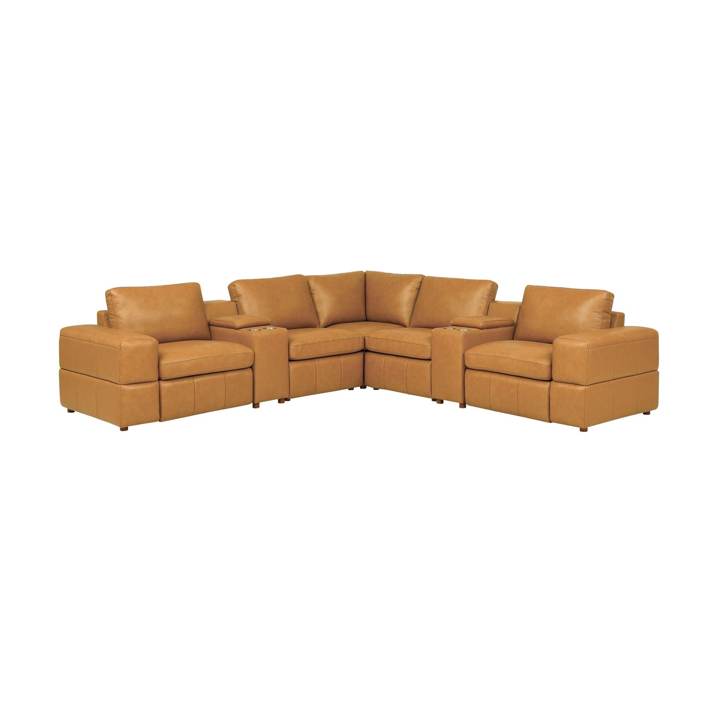 Upholstered Large Arms Sectional With Recliner Seats