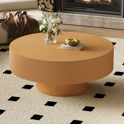 Elegant Round Coffee Table With Thick Tabletop
