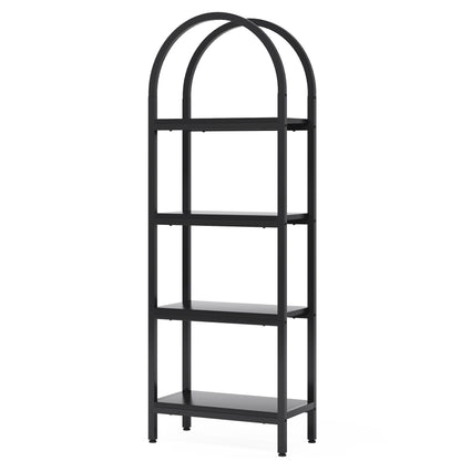 Industrial 4 Tier Open Bookshelf With Curved Top