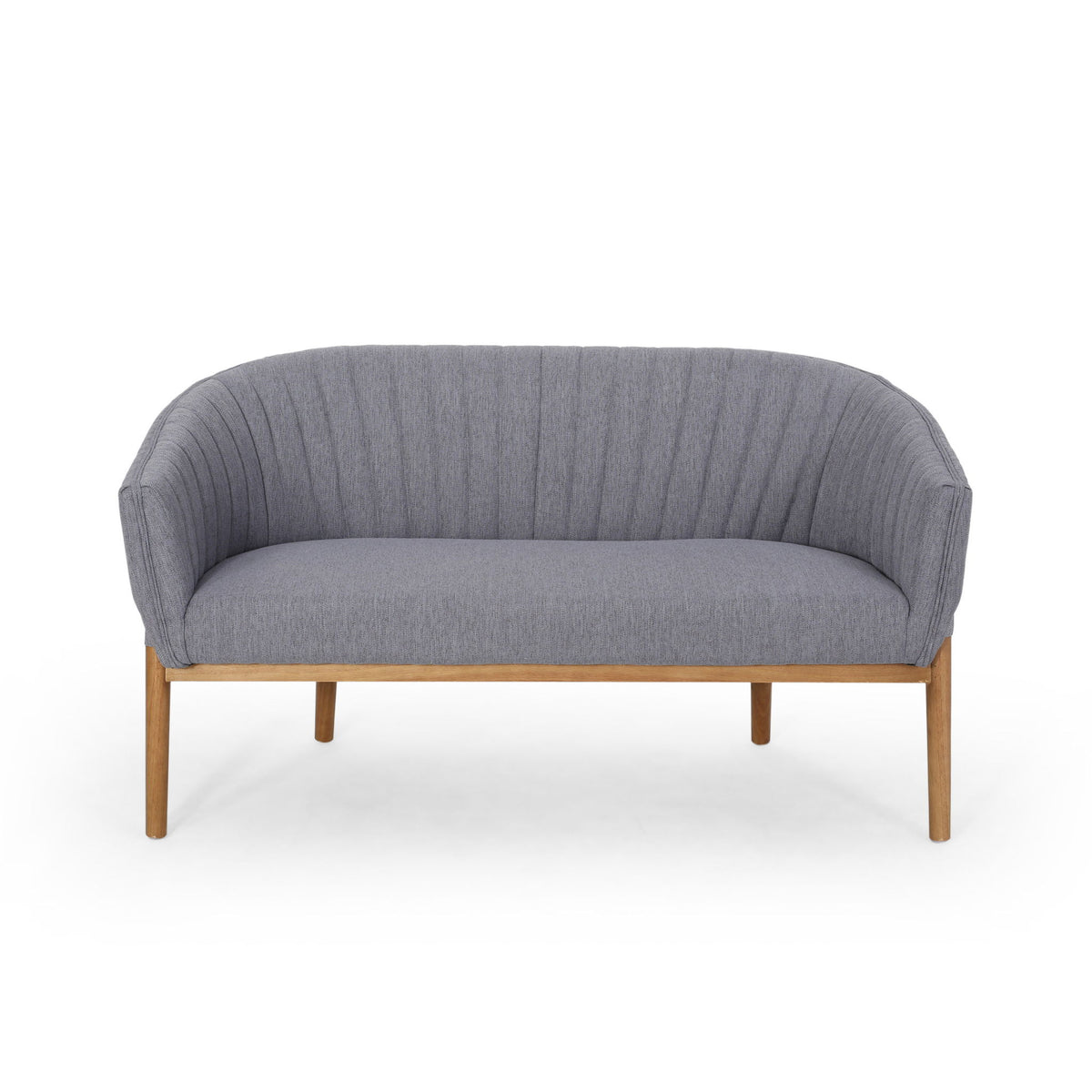 Mid Century Modern Loveseat With Channel Stitched Backrest
