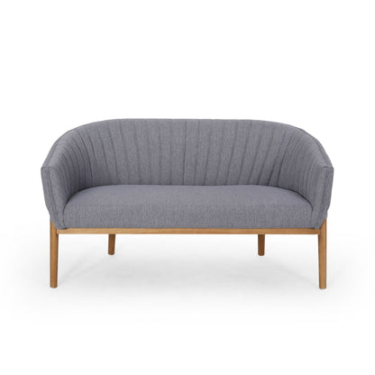 Mid Century Modern Loveseat With Channel Stitched Backrest