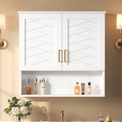 30" Bathroom Cabinet With Adjustable Shelf, Wall Mounted Medicine Cabinet - White