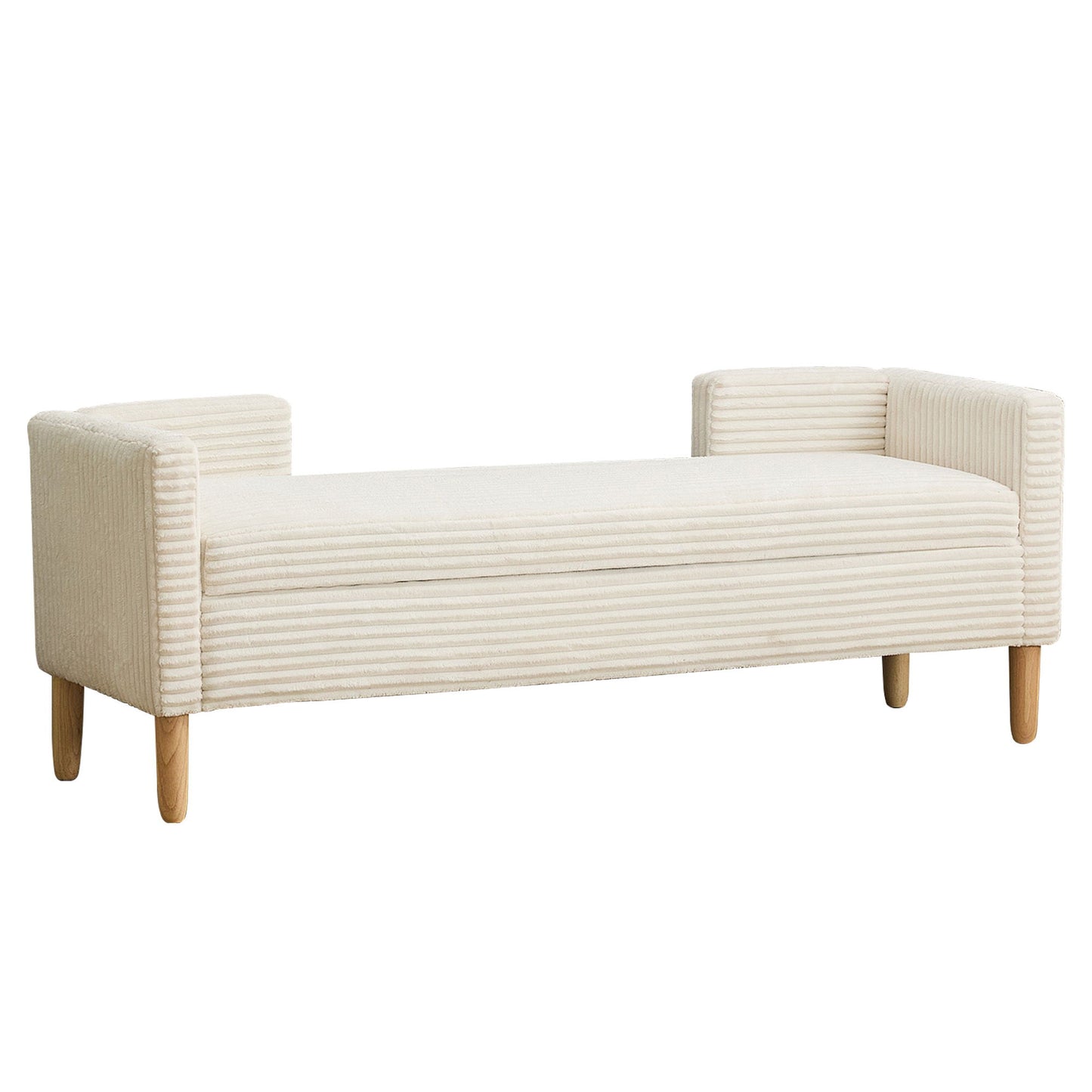 Upholstered Corduroy Flip Top Storage Bench For Living Room