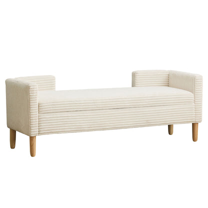 Upholstered Corduroy Flip Top Storage Bench For Living Room