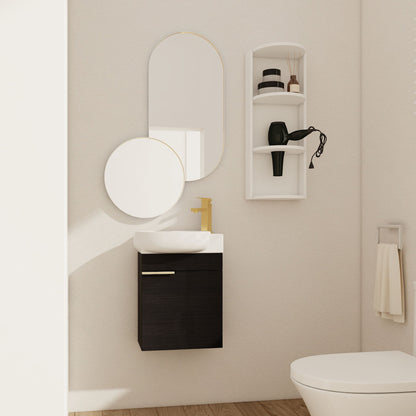 Wall Mounted Bathroom Vanity With Sink And Storage Rack, Soft Close Doors