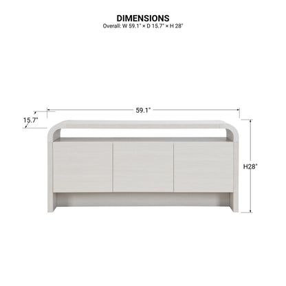 Arlo - Waterfall Sideboard Cabinet With Open Shelf And Hidden Storage