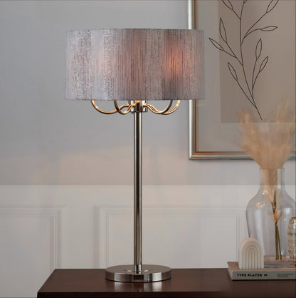 Lily - Contemporary Table Lamp - Polished Nickel / Gray