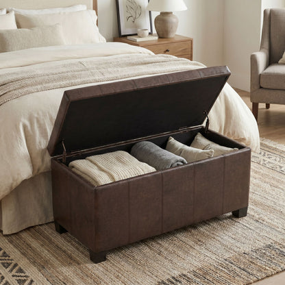 Dover - Storage Ottoman Bench - Distressed Brown
