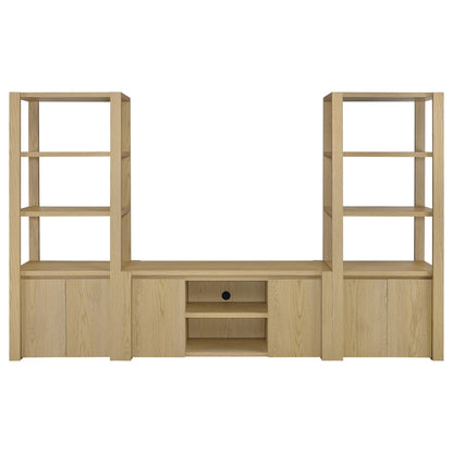 Susac - 3 Piece Entertainment Center With TV Stand And Media Towers - Light Oak