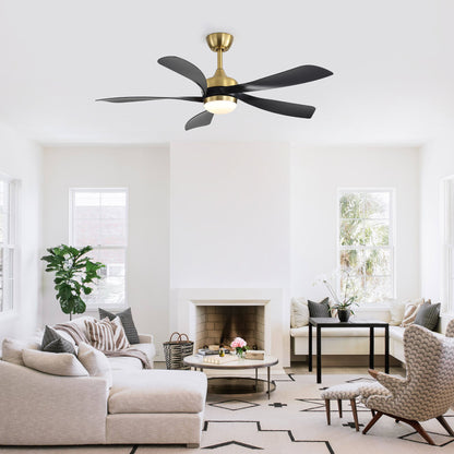 52" Indoor Ceiling Fan With 3 Color Dimmable LED Light Blades, Reversible DC Motor, Remote Control