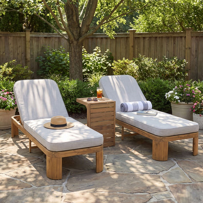 Outdoor Chaise Lounge Set With Side Table, 5 Position Adjustable Patio Recliner