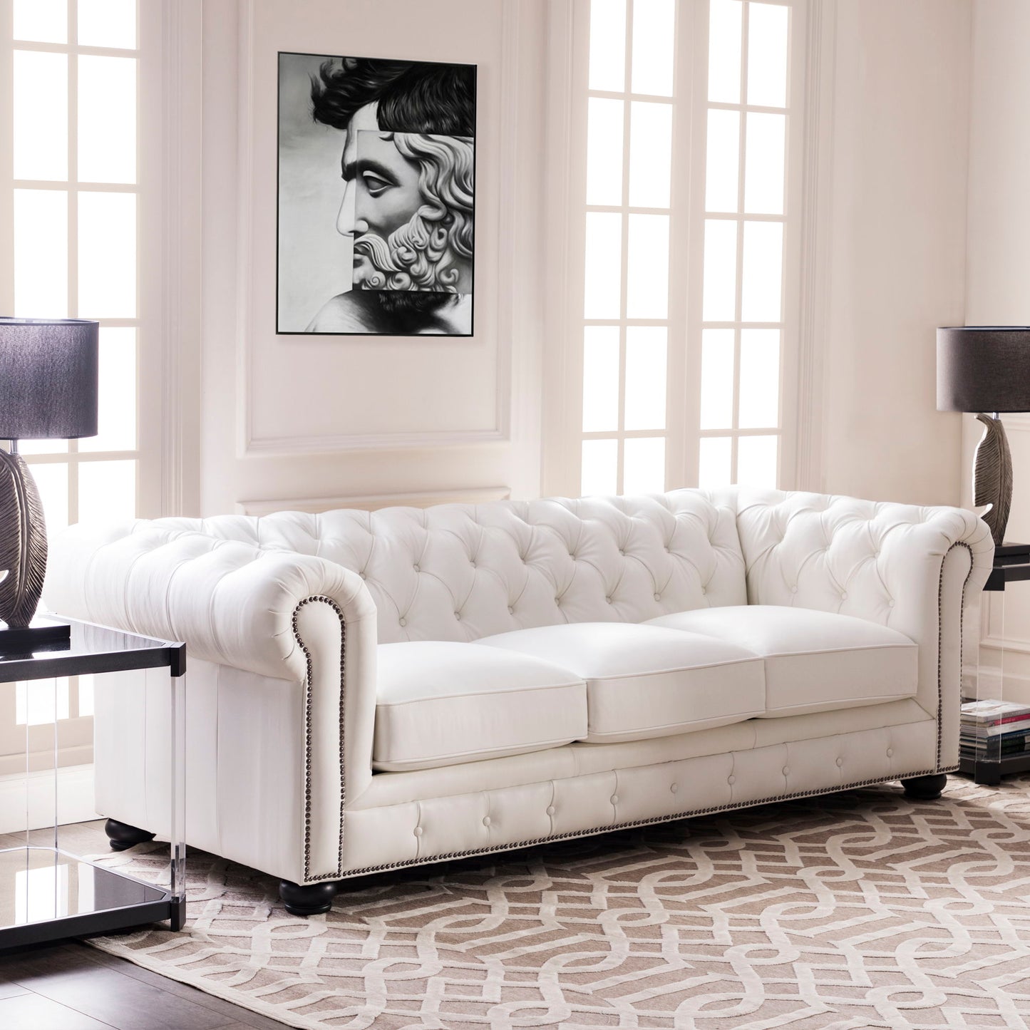 Traditional Tufted Chesterfield Nailhead Sofa