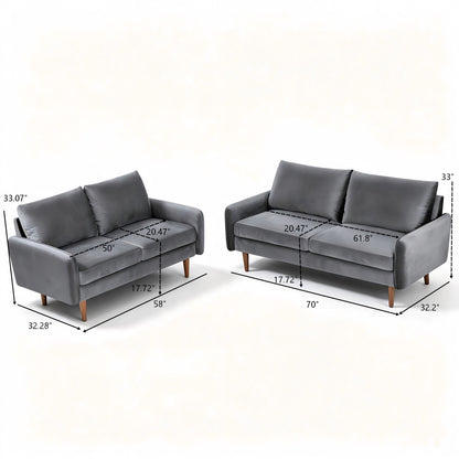 Kent - 2 Piece Sofa & Loveseat Set For Living Room - Gray