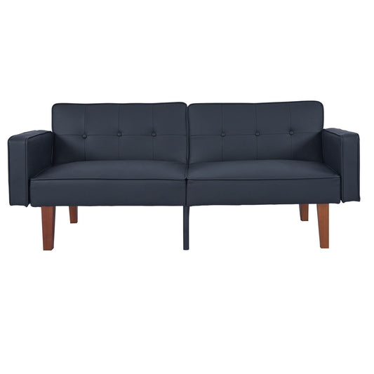Convertible Futon Sofa Bed With Adjustable Split Back, Twin Size Sleeper Couch - Black