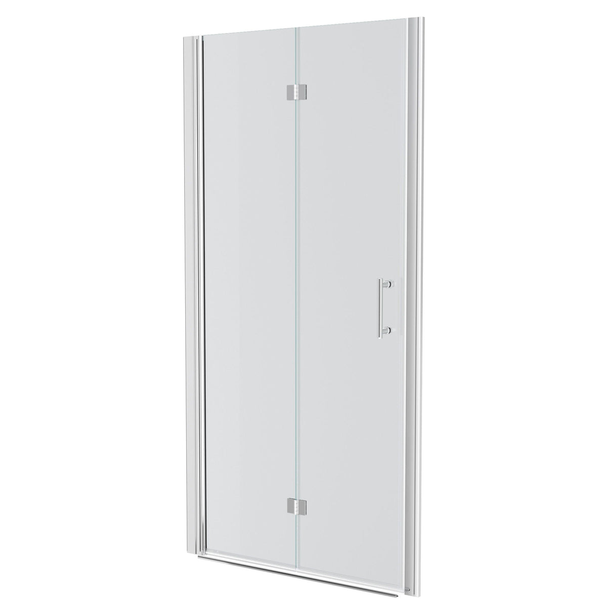 Fold Frameless Shower Door With Tempered Glass - Chrome