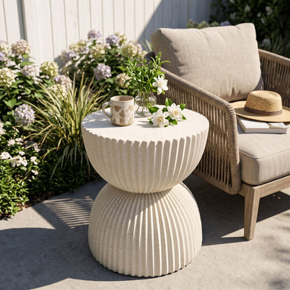 Side Table With Speckled Ribbed Texture