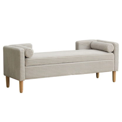 Upholstered Corduroy Flip Top Storage Bench For Living Room