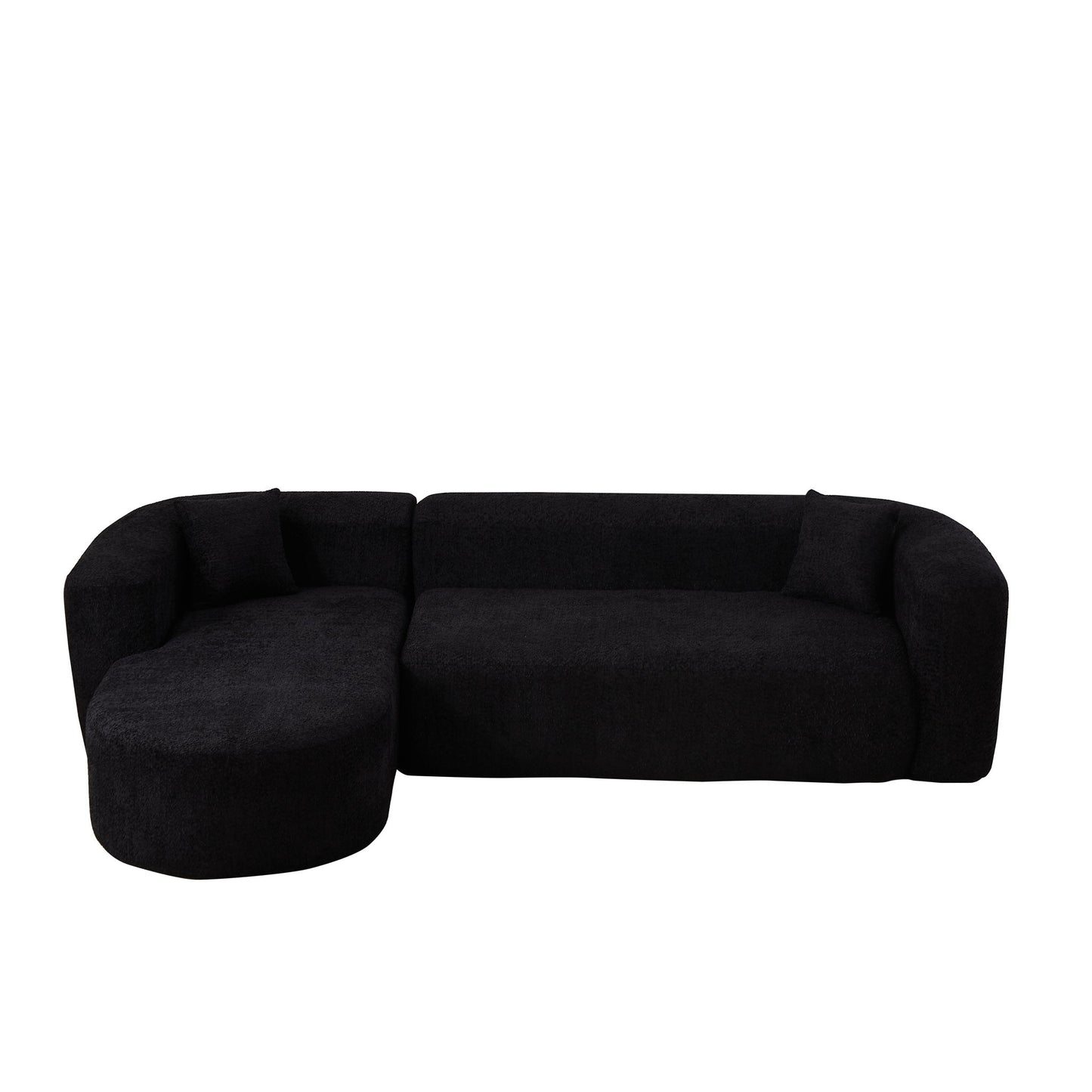 L - Shape Boneless Cloud Couch With 2 Throw Pillows For Living Room