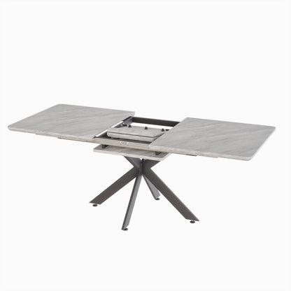 Modern Extendable Dining Table Set With Soft Padded Armless Chairs