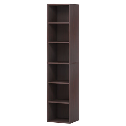 6 Tier Narrow Corner Cube Bookcase Storage, Freestanding Shelf With Open Cubes For Living Room