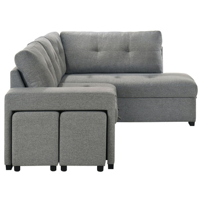 Atkinson - Sleeper Sectional Sofa With Lift Top Chaise - Gray
