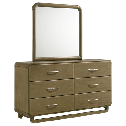 Bernardo - 6 Drawer Dresser And Mirror With Rounded Corners - Nutmeg Brown