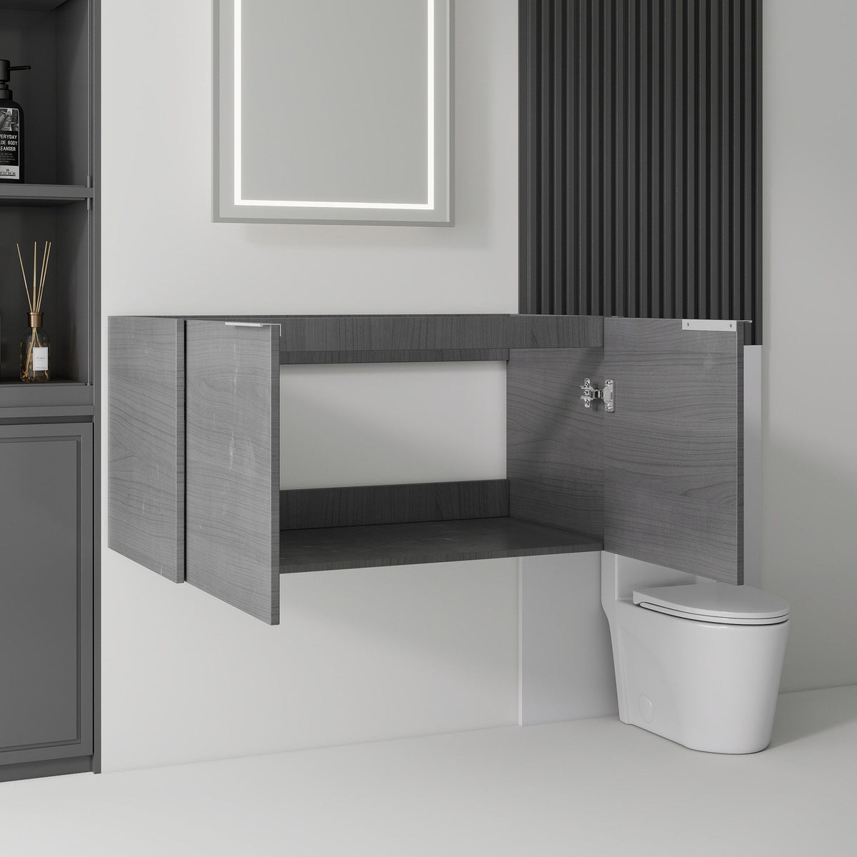 Floating Bathroom Vanity Cabinet With Soft Close Double Doors, Spacious Interior Storage, Wall Mounted, Cabinet Only