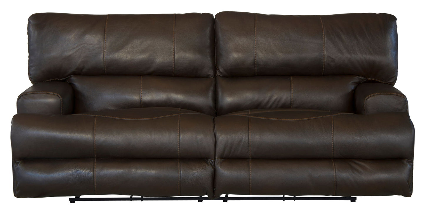 Wembley - Italian Leather Match Power Lay Flat Reclining Sofa With Power Adjustable Headrest & Lumbar - Chocolate
