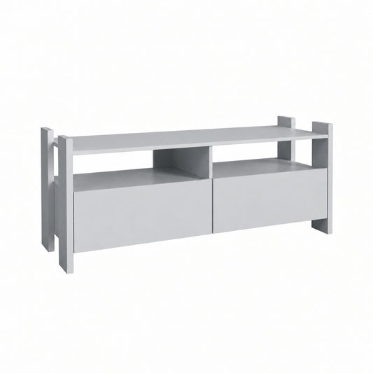 TV Stand For TVs Up To 55" With Open Shelves And 2 Drawers - White