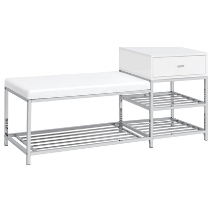 Yesler - 1 Drawer Storage Bench - Glossy White