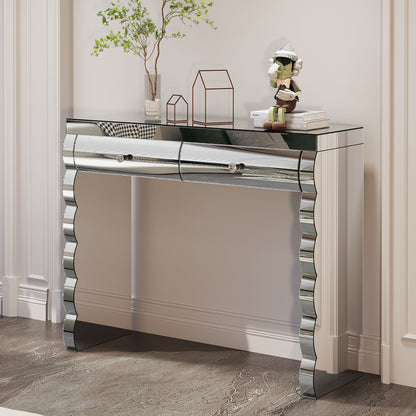 Console Table With 2 Drawers For Living Room - Silver