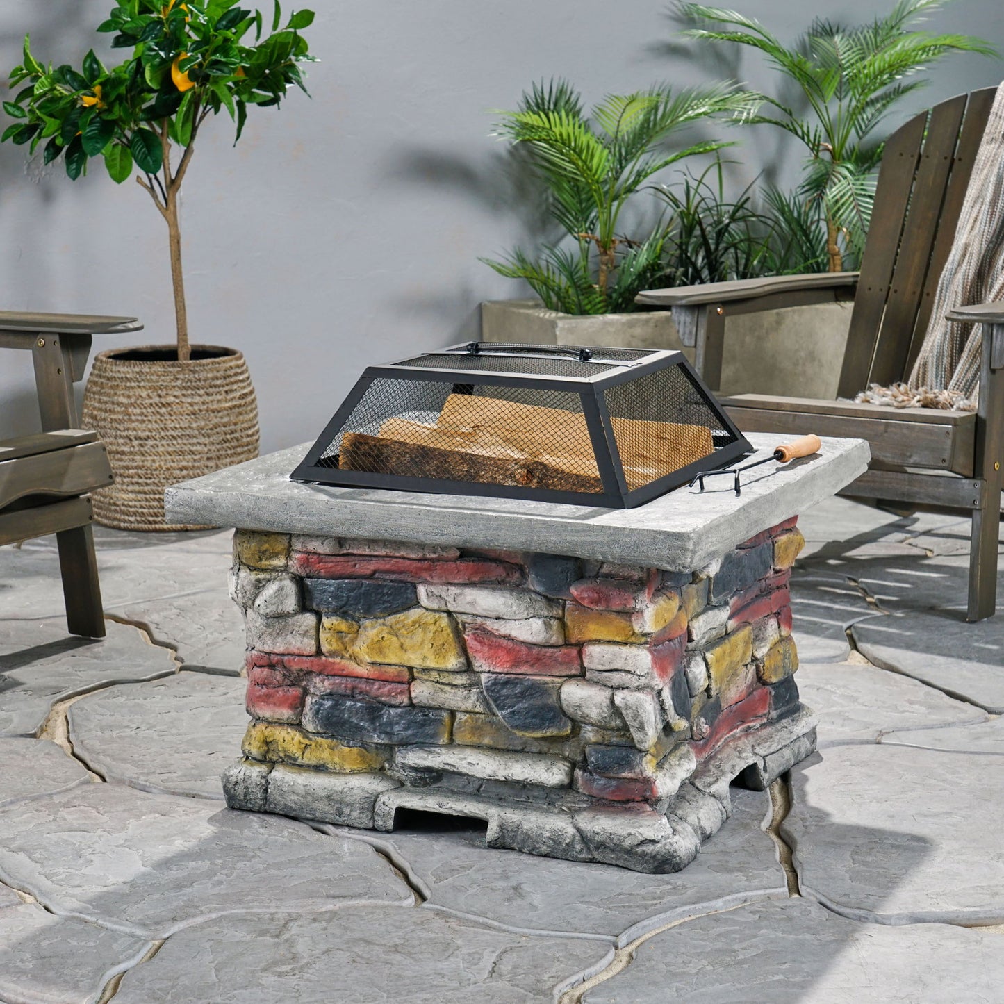 Outdoor Wood Bruning Magnesium Oxide Fire Pit With Lid