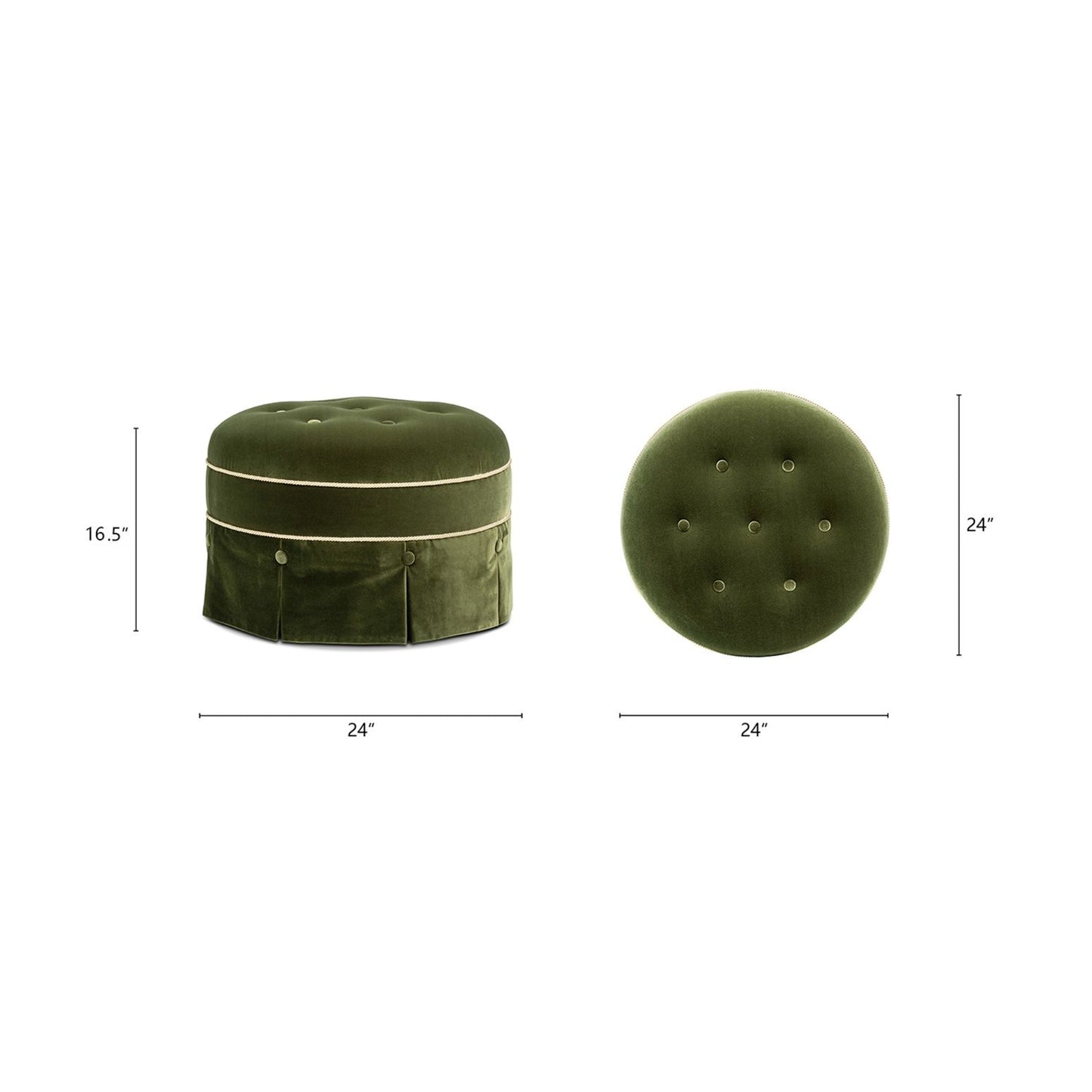 Maribel - Round Accent Ottoman - Olive Green
