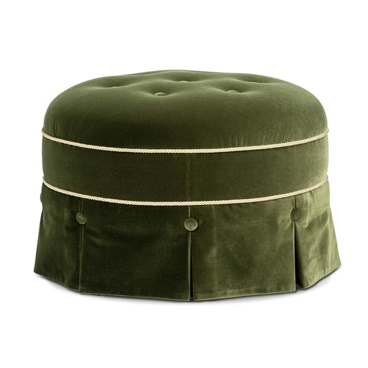 Maribel - Round Accent Ottoman - Olive Green
