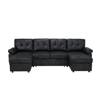 Convertible Sectional Sofa Bed With Pull Out Sleeper And Storage