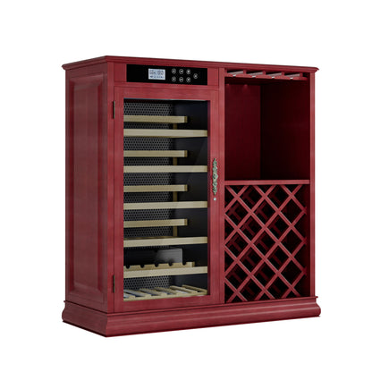 69 Bottle Wine Fridge With Touch Control, LED Lighting, Humidity Regulation - Cherry