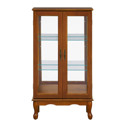 Curio Cabinet Lighted Curio Diapaly Cabinet With Adjustable Shelves And Mirrored Back Panel, Tempered Glass Doors (3 Tier), (E26 Light Bulb Not Included)