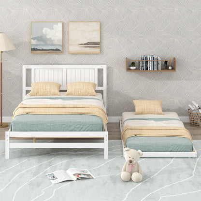 Platform Bed With Adjustable Trundle