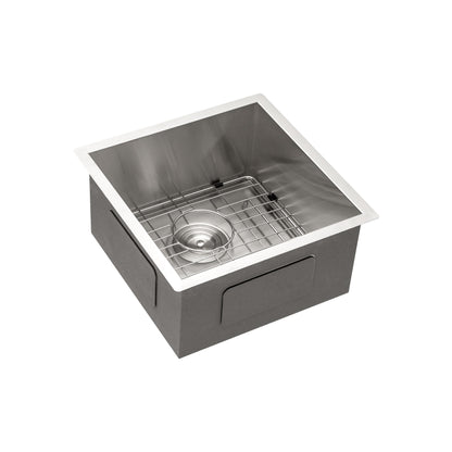 13" Undermount Stainless Steel Kitchen Sink 16 Gauge 9" Deep Single Bowl Basin - Brushed Nickel
