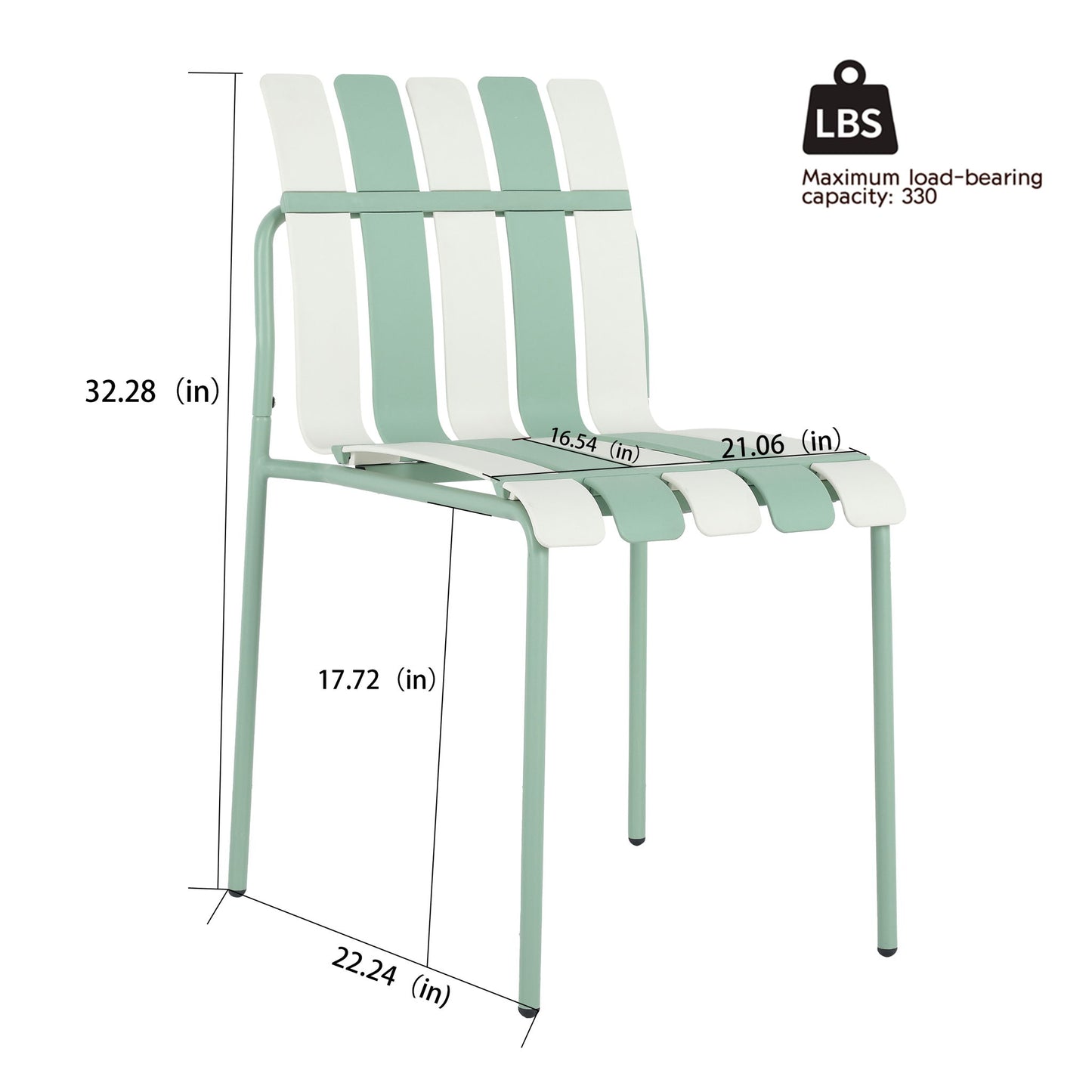 Single Chairs With Color Blocking Design (Set of 4) - Haze Green / White
