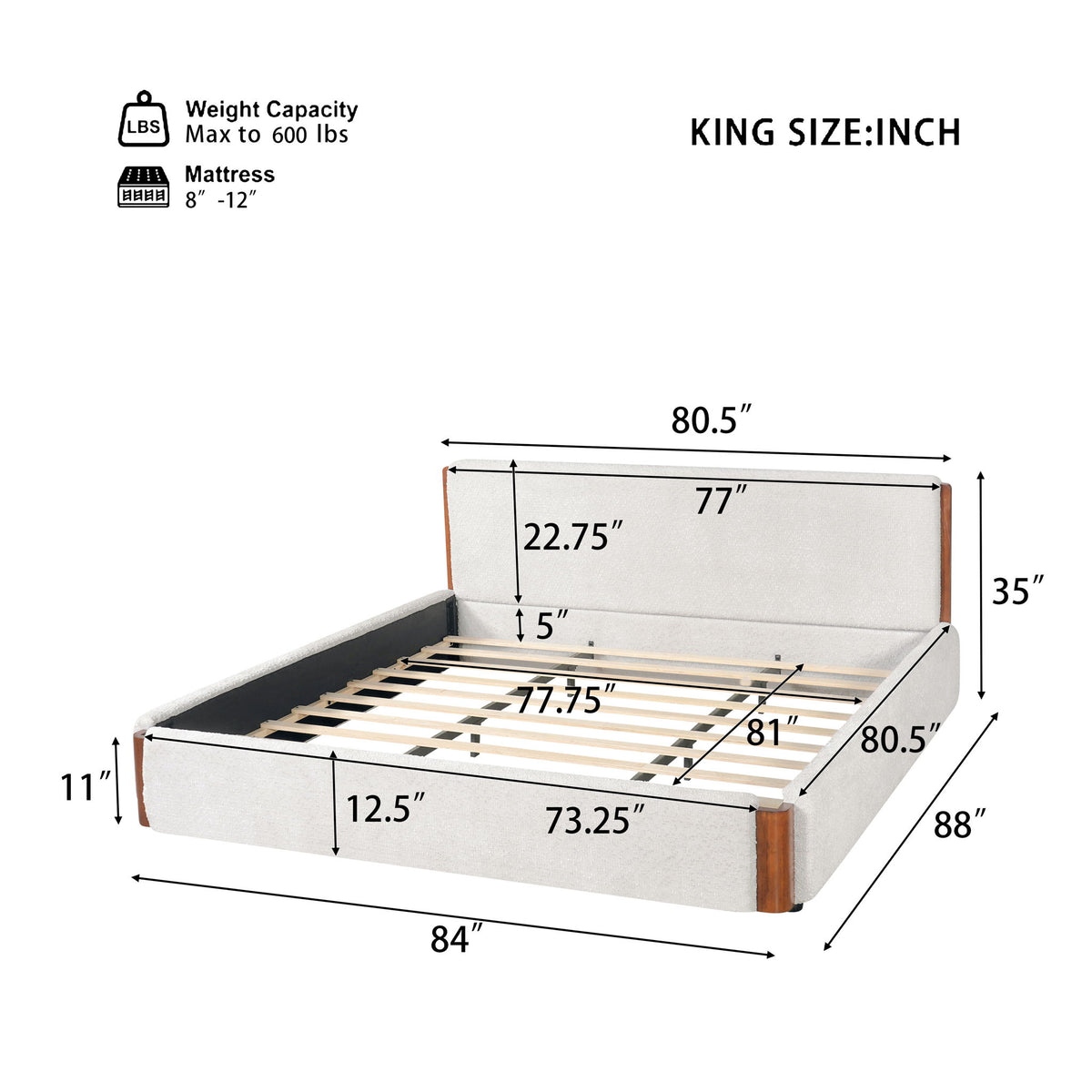 Modern Upholstered Platform Bed Frame With Accents