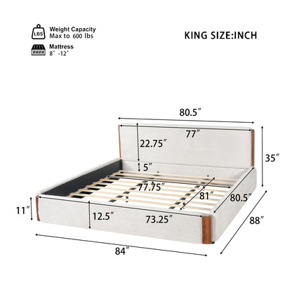 Modern Upholstered Platform Bed Frame With Accents