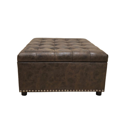 Tufted Storage Ottoman - Dark Brown