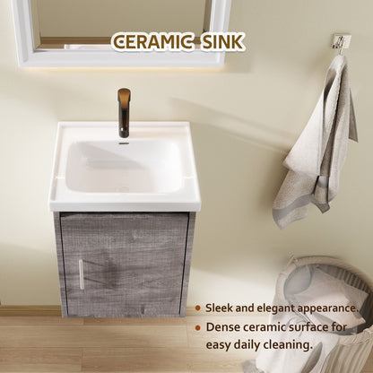 Floating Bathroom Vanity Combo, Wall Mounted Cabinet With Sink & Soft Close Doors For Small Bathrooms